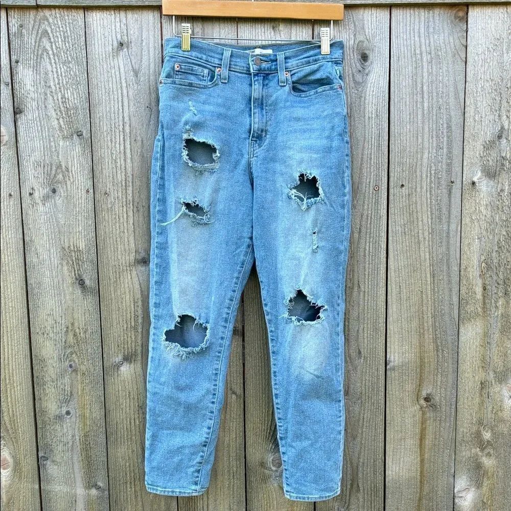 Signature by Levi Strauss Light Blue Distressed Mom Jeans